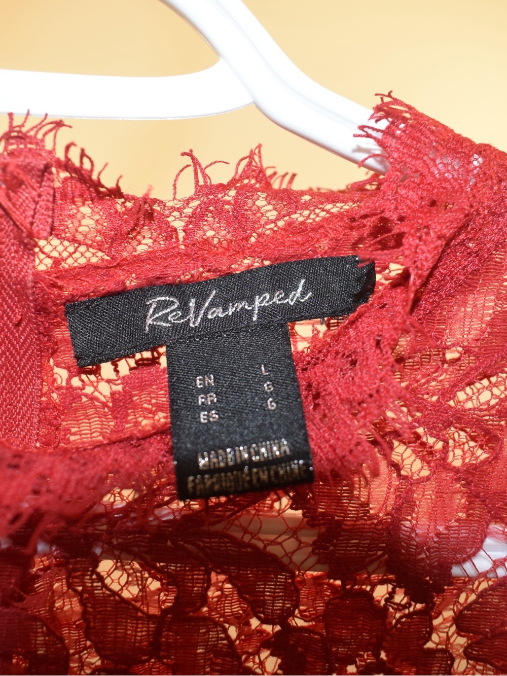 Revamped Red Lace Bell-Sleeve Crop Top - Picture 6 of 7